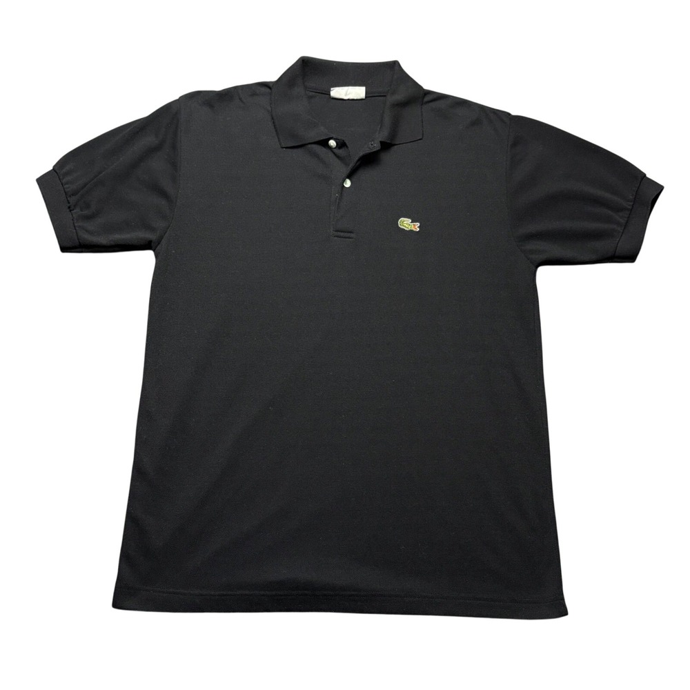 Vintage Lacoste Polo Shirt Men's XL Black Chemise Pique Short Sleeve